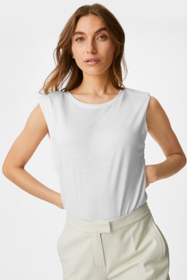 Women - Lyocell top with shoulder pads - creme