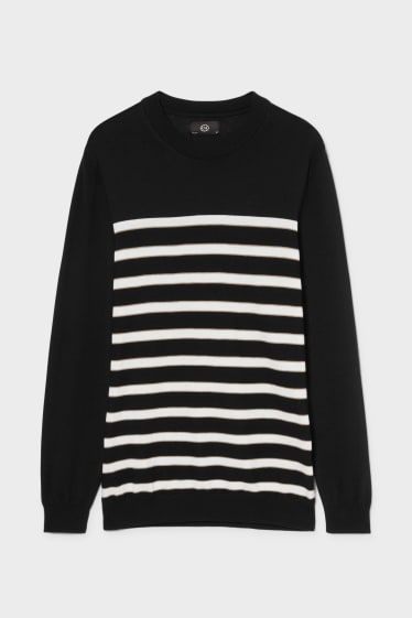 Men - Jumper - striped - black