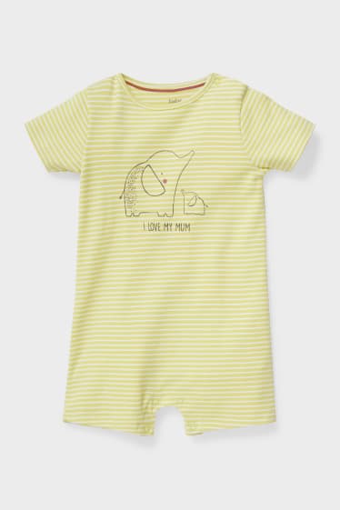 Babys - Baby-Schlafanzug - gestreift - neon-gelb