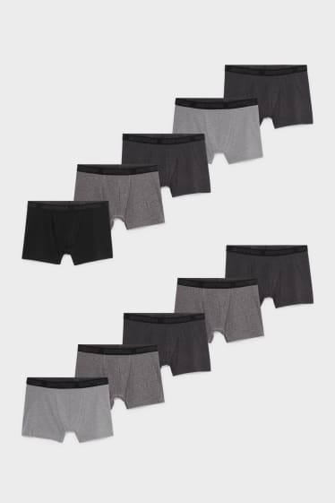 Heren - Set van 10 - trunks - wit / grijs