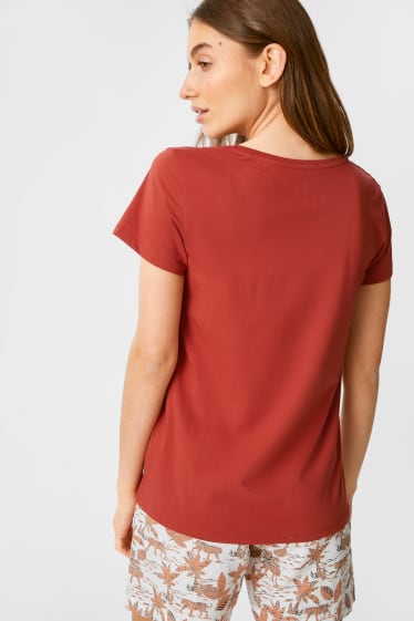 Kobiety - Bazowy T-shirt - ciemnoczerwony