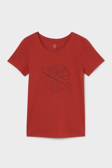 Dames - Basic T-shirt - donkerrood
