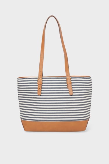 Women - Shopper - striped - blue / beige