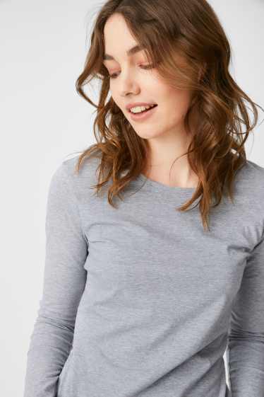 Women - Multipack of 2 - basic long sleeve T-shirt - light gray-melange