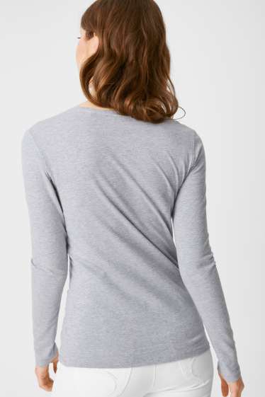 Women - Multipack of 2 - basic long sleeve T-shirt - light gray-melange
