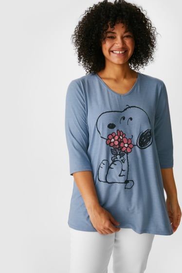 Kobiety - Koszulka z długim rękawem - Snoopy - niebieski
