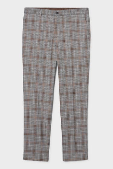 Pánské - Oblekové kalhoty - Slim Fit - kostkované - šedá