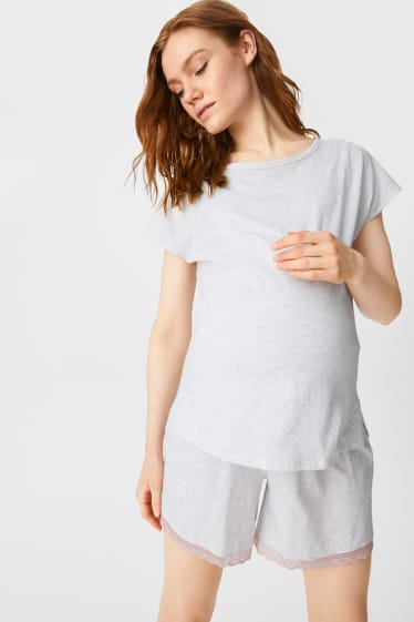 Mujer - Pijama para amamantar - gris claro