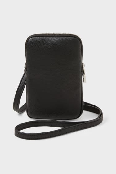 Women - Phone Bag - faux leather - black