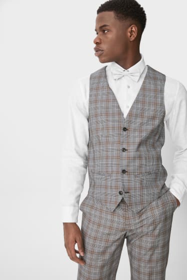 Men - Mix-And-Match Waistcoat - slim fit - check - gray