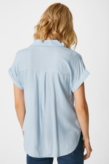Damen - Bluse mit Knotendetail - hellblau