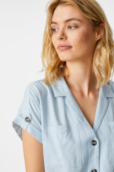 Damen - Bluse mit Knotendetail - hellblau