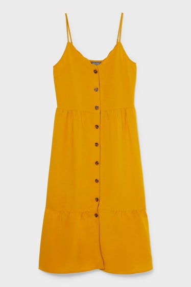 Mujer - Vestido Fit & Flare - mezcla de lino - naranja claro