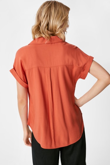 Damen - Bluse mit Knotendetail - terracotta