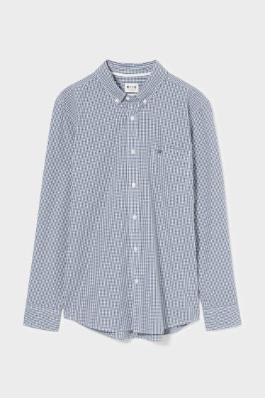 Hommes - MUSTANG - chemise - regular fit - col button down - à carreaux - bleu foncé / blanc