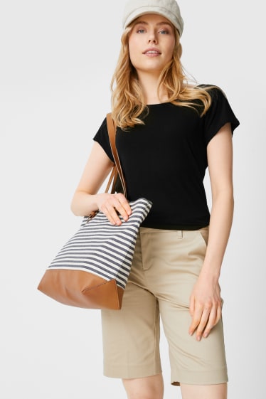 Women - Shopper - striped - blue / beige