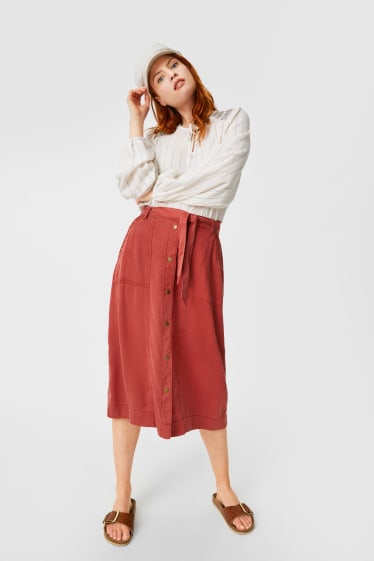 Women - Skirt - dark red