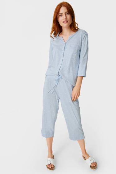 Damen - Pyjama - hellblau-melange