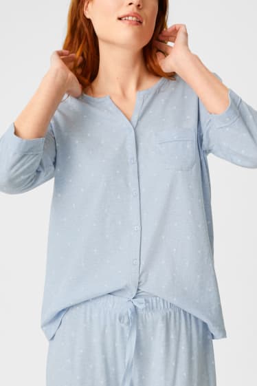 Damen - Pyjama - hellblau-melange