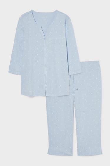 Damen - Pyjama - hellblau-melange