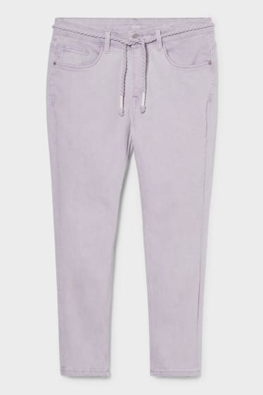 Women - Skinny jeans with belt - light violet