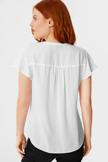 Dames - Set van 2 - blouse van chiffon - wit