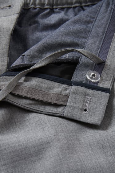 Men - Suit trousers - regular fit - stretch - wool blend - gray-melange