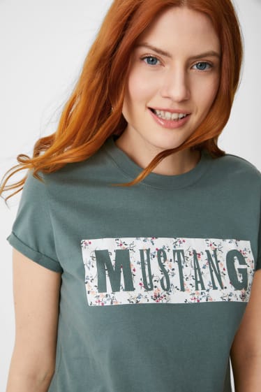 Kobiety - MUSTANG - T-shirt - ciemnozielony