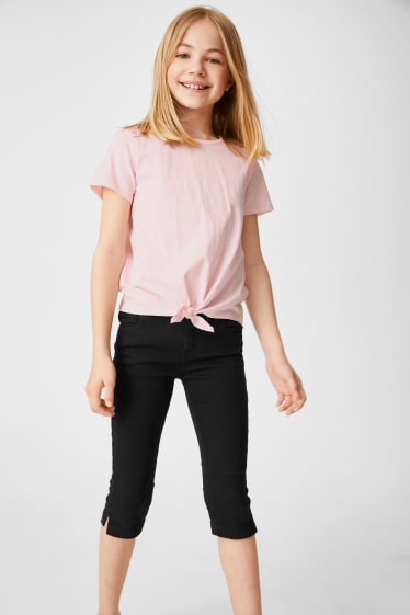 Kinder - Kurzarmshirt mit Knotendetail - rosa