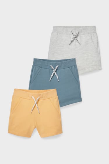 Babies - Multipack of 3 - baby sweat shorts - white / turquoise