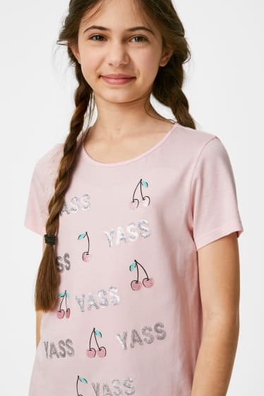 Bambini - T-shirt - effetto brillante - rosa