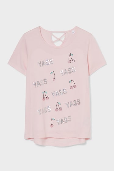 Kinderen - T-shirt - glanseffect - roze