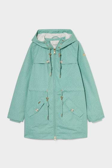 Women - Rain Jacket With Hood - polka dot - dark blue