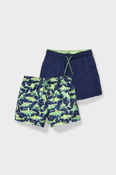 Kinderen - Set van 2 - zwemshorts - gerecycled - neon groen