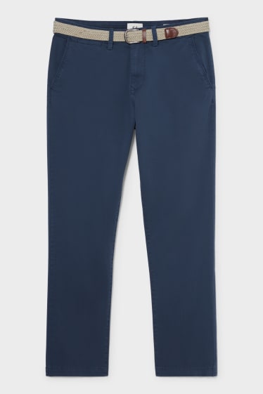 Heren - Chino met riem - Regular Fit - donkerblauw