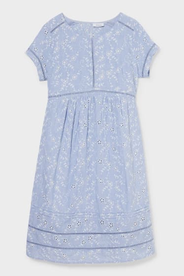 Women - Maternity dress - embroidered - floral - light blue