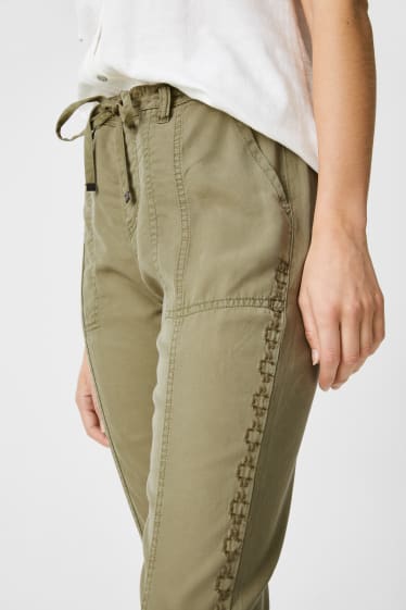 Kobiety - Spodnie z tkaniny - zielony