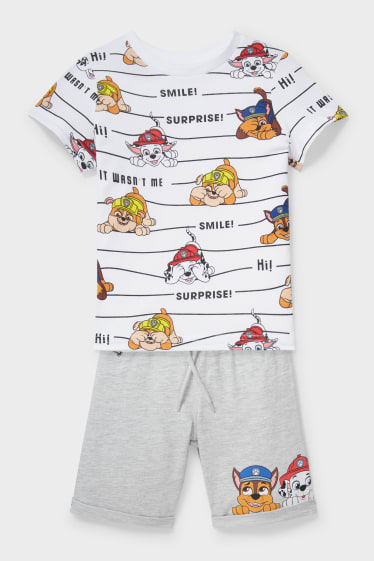 Niños - La Patrulla Canina - set - camiseta de manga corta y shorts de felpa - 2 piezas - blanco / gris