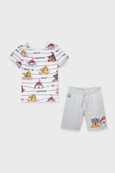 Niños - La Patrulla Canina - set - camiseta de manga corta y shorts de felpa - 2 piezas - blanco / gris