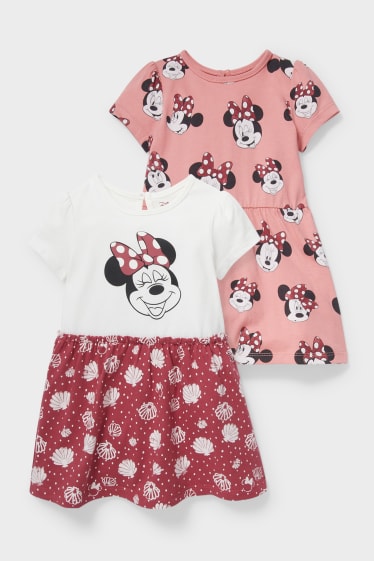 Bebeluși - Set multipack, 2 buc. - Minnie Mouse - rochie bebeluși - roșu / alb-crem