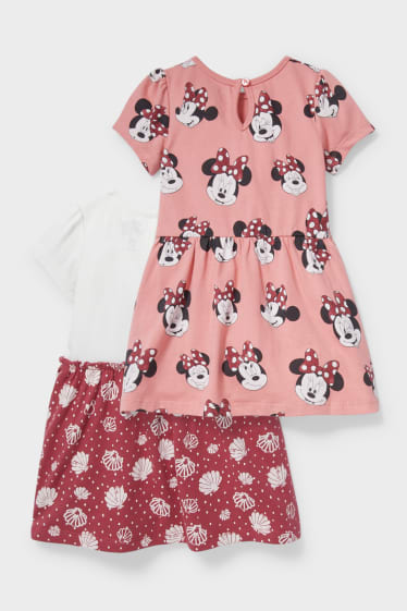Bebeluși - Set multipack, 2 buc. - Minnie Mouse - rochie bebeluși - roșu / alb-crem