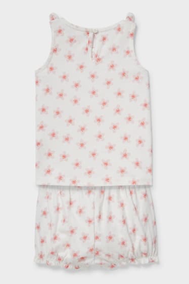 Babys - Baby-Outfit - 2 teilig - geblümt - weiß / rosa