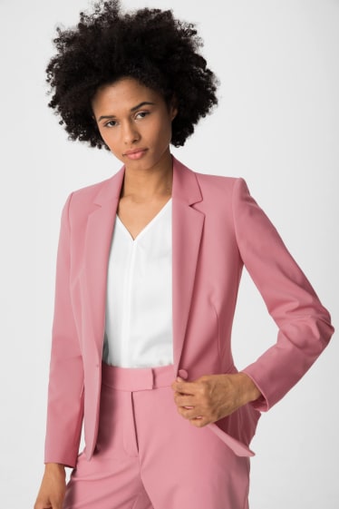 Dames - Business-blazer met schoudervullingen - donker rose