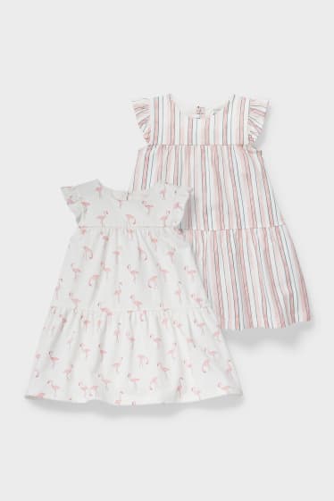 Bebés - Pack de 2 - vestidos para bebé - blanco / rosa