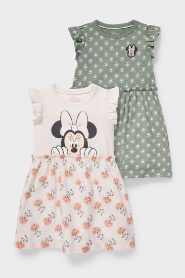 Bébés - Lot de 2 - Minnie Mouse - robe pour bébé - rose / vert foncé