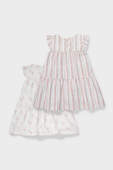 Bébés - Lot de 2 - robes pour bébé - blanc / rose