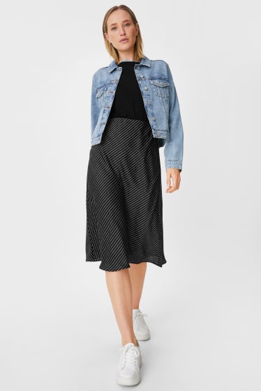 Women - Skirt - striped - black