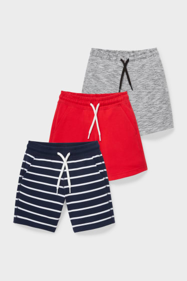 Enfants - Lot de 3 - shorts en molleton - rouge