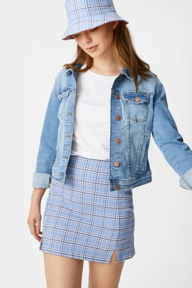 Women - CLOCKHOUSE - skirt - check - light blue