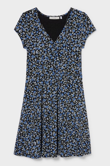 Dames - CLOCKHOUSE - jurk - gebloemd - donkerblauw